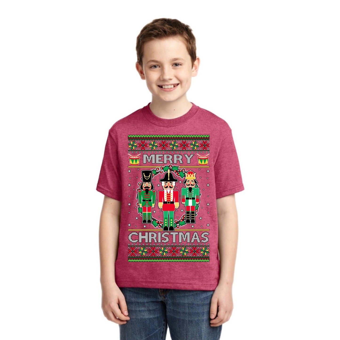 Merry Christmas Nutcrackers Christmas Unisex Boys Girls Graphic Youth T-Shirt