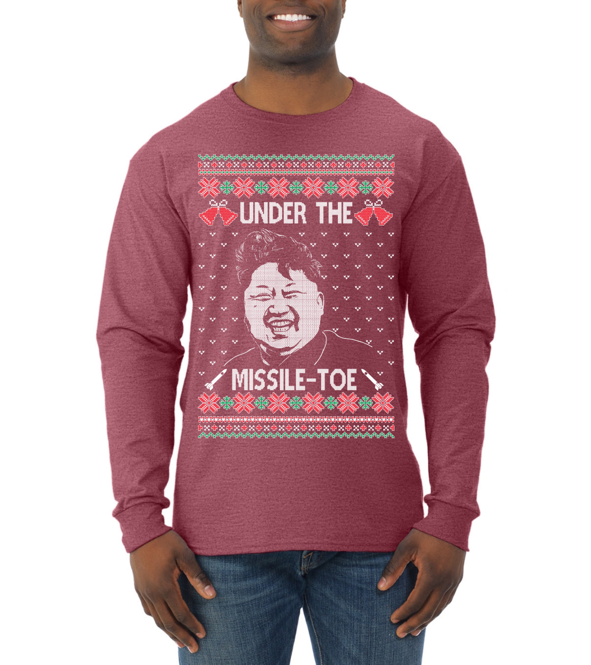 Under The Missle Toe Ugly Christmas Sweater Mens Long Sleeve Shirt