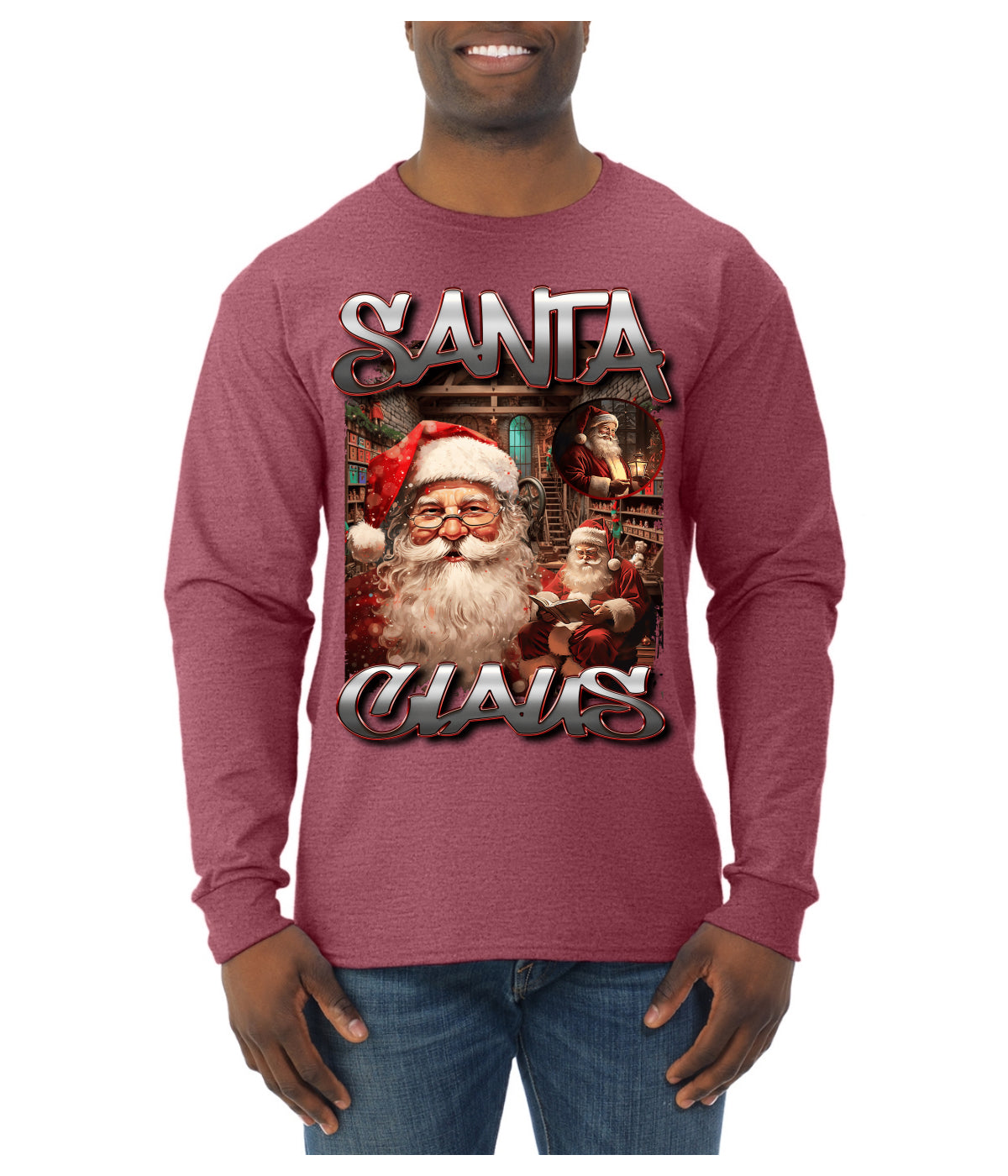 Santa Claus Bootleg Rap Music Style Ugly Christmas Sweater Mens Long Sleeve Shirt