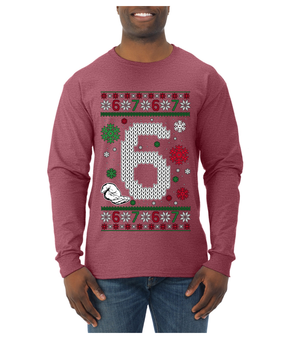Christmas 6 Meme, Ugly Christmas Sweater Unisex Mens Long Sleeve Shirt