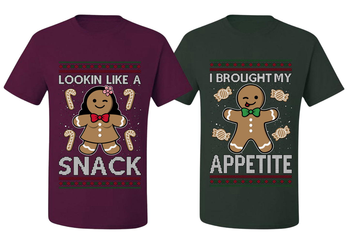 I Brought My Appetitie Lookin Like A Snack Sweater Girlfriend Boyfriend Gift His and Hers Matching Ugly Christmas Couple T-Shirt