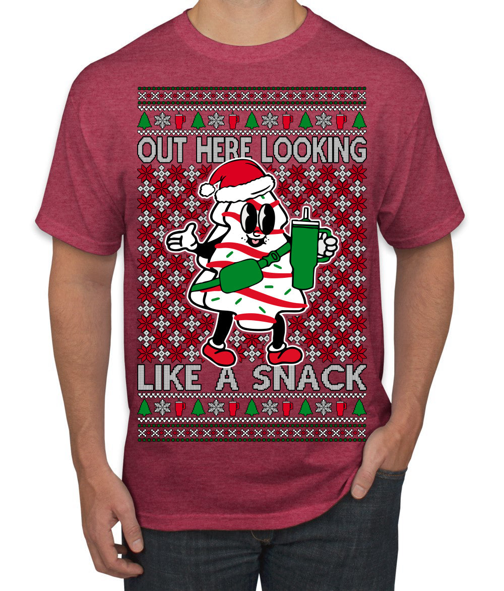 Out Here Looking Like a Snack Funny Cute Christmas Cookie Ugly Christmas Sweater Men's T-Shirt