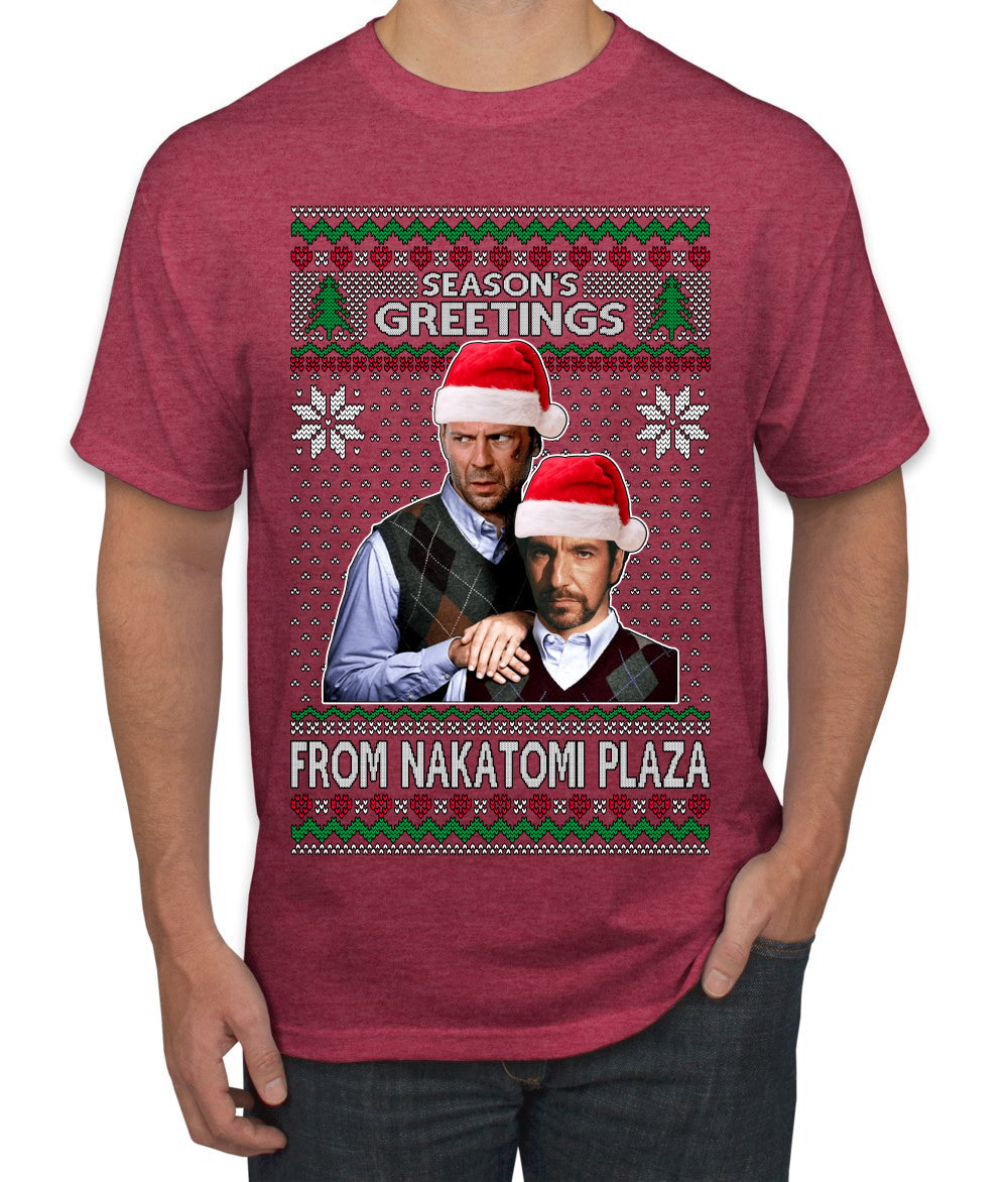 Season's Greeting From Nakatomi Plaza Ugly Christmas Sweater Men's T-Shirt