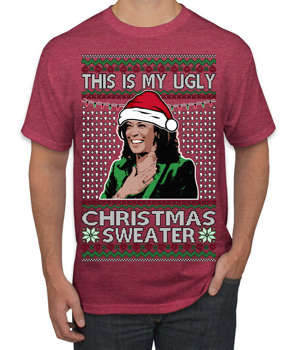 This Is My Ugly Sweater Funny Santa Kamala Harris Ugly Christmas Sweater Men's T-Shirt