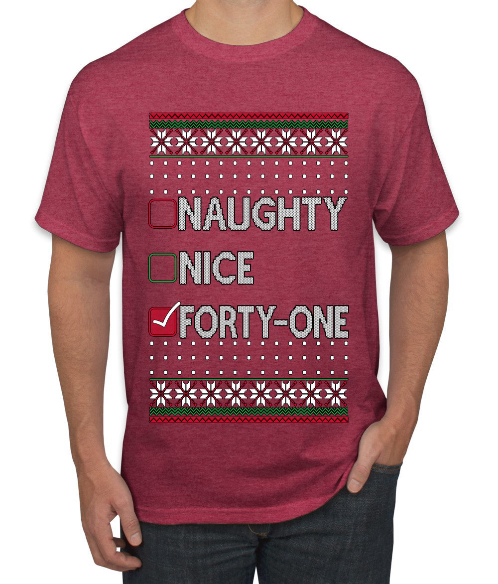 Naughty Nice 41, Simple List, Ugly Christmas Unisex Sweater, Funny Meme, Ugly Christmas Sweater Men's T-Shirt