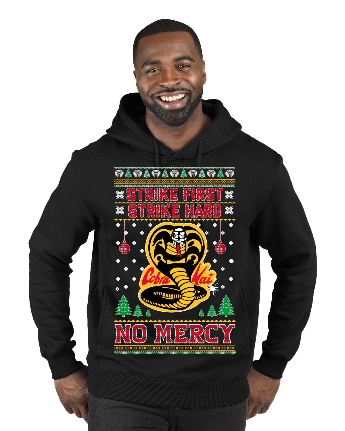 Strike First Strike Hard No Mercy Xmas Ugly Christmas Sweater Premium Graphic Hoodie Sweatshirt