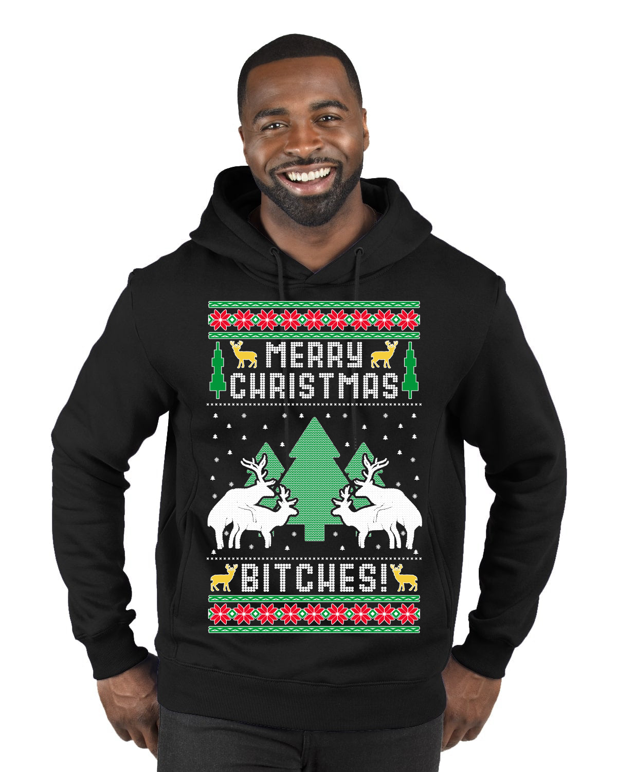 Merry Christmas Bitches Ugly Christmas Sweater Premium Graphic Hoodie Sweatshirt