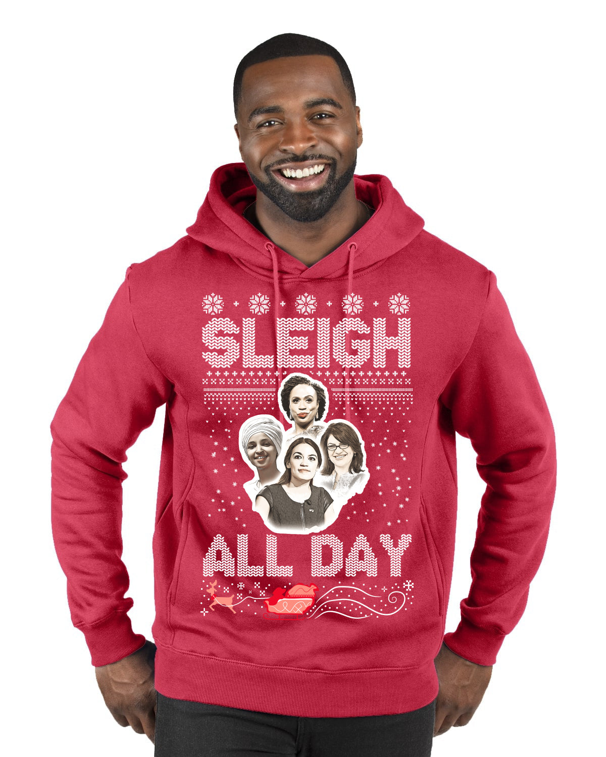 AOC The Squad Congresswomen Sleigh All Day Xmas Ugly Christmas Sweater Premium Graphic Hoodie Sweatshirt