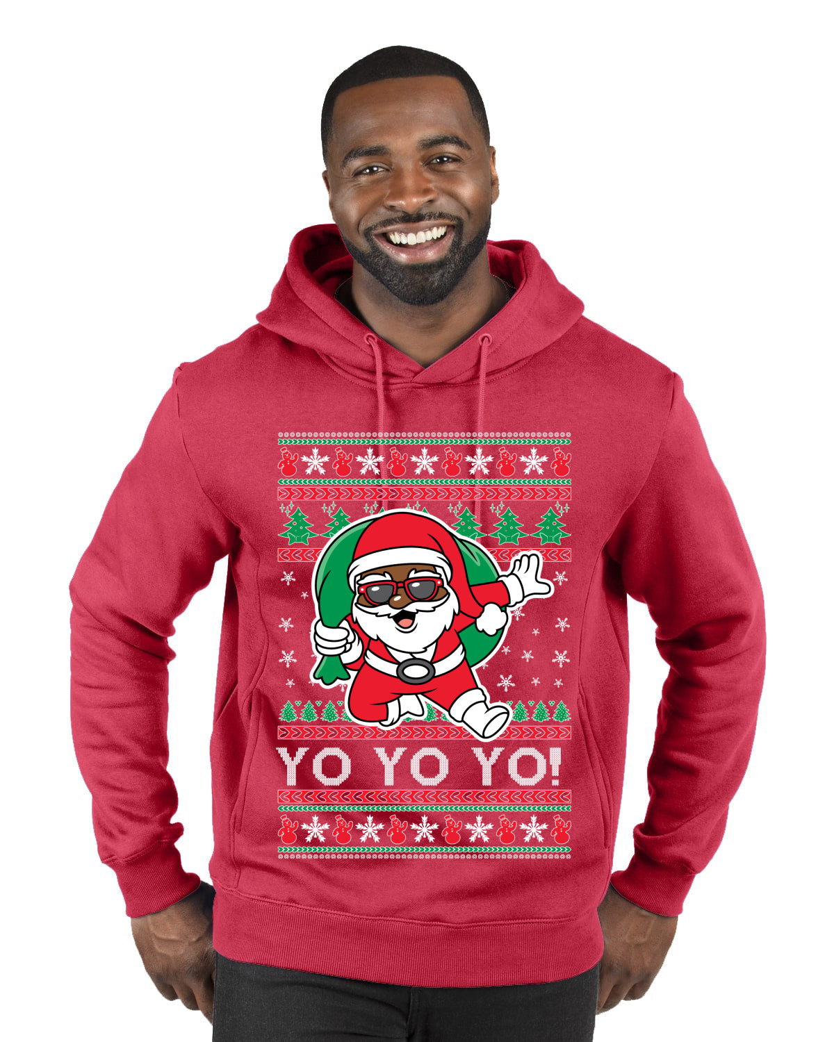 Yo Yo Yo Black Santa Ugly Christmas Sweater Premium Graphic Hoodie Sweatshirt