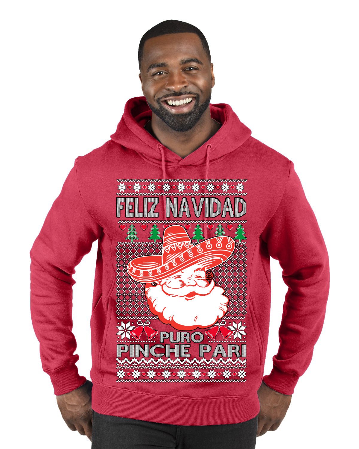 Feliz Navidad Puro Pinche Pari Funny Spanish Song Ugly Christmas Sweater Premium Graphic Hoodie Sweatshirt