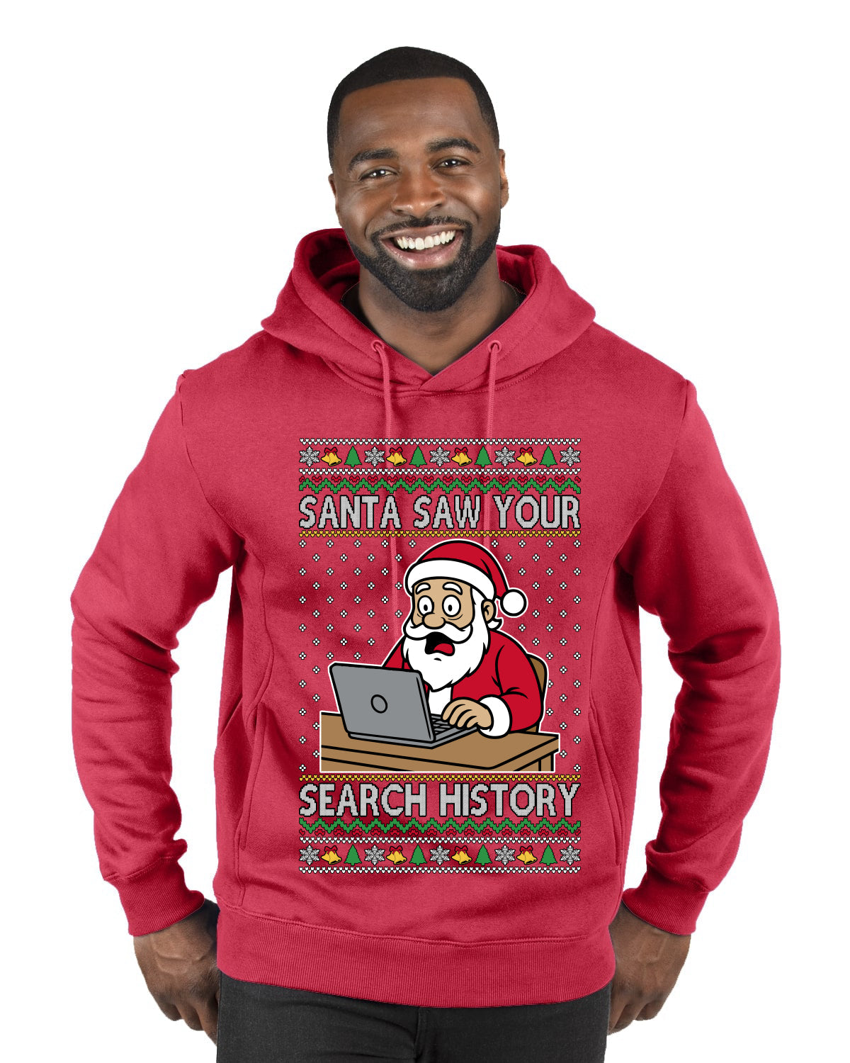 Santa Saw Your Search History, Funny Internet Humor, Ugly Christmas Sweater Premium Graphic Hoodie Sweatshirt