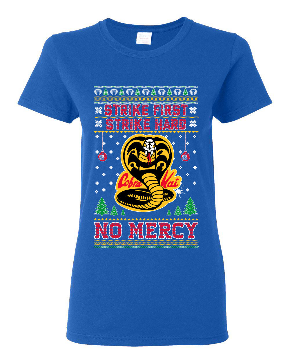 Strike First Strike Hard No Mercy Xmas Ugly Christmas Sweater Womens Graphic T-Shirt