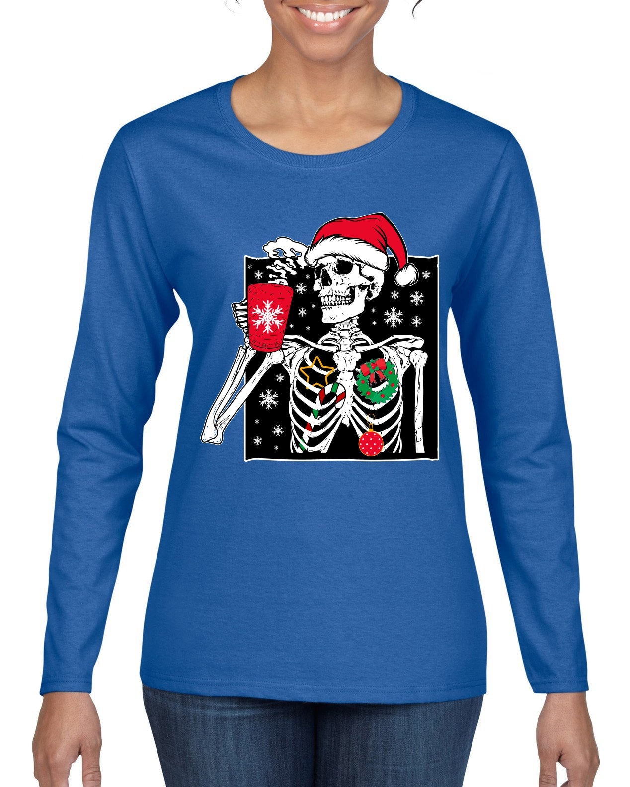 When You're Dead Inside But It's Christmas Christmas Womens Graphic Long Sleeve T-Shirt
