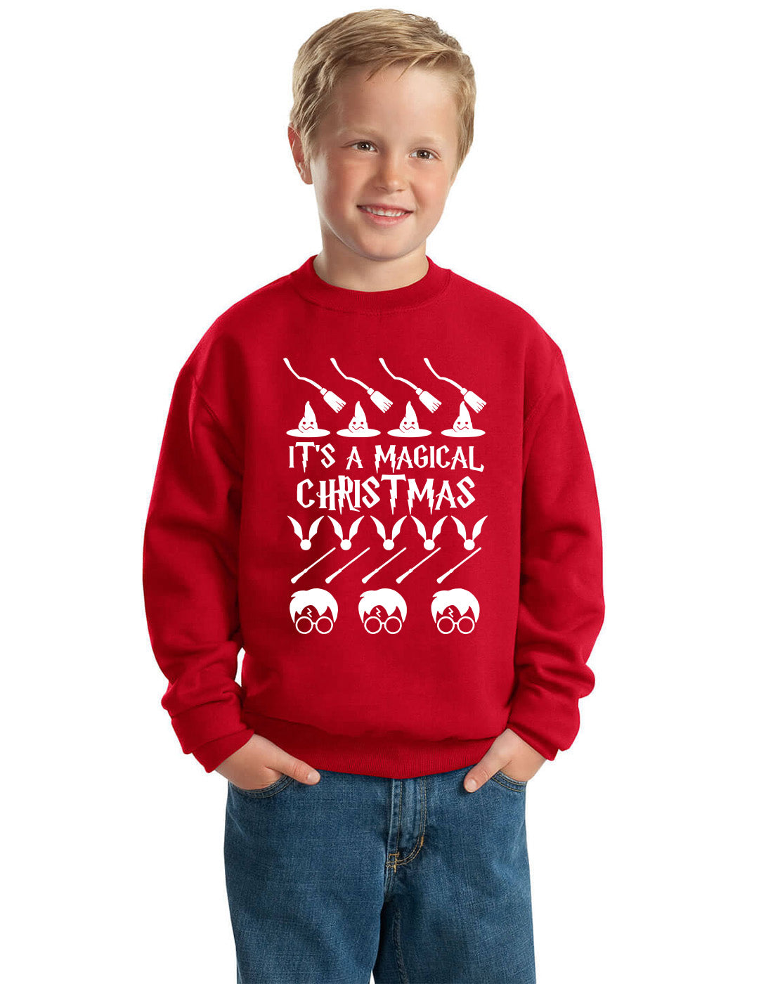 It's A Magical Christmas Wizard Ugly Christmas Sweater Unisex Boys Girls Crewneck Graphic Sweatshirt