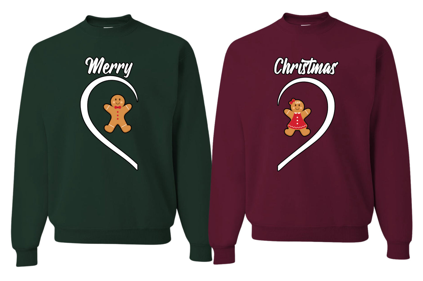 Merry Christmas Cute Gingerbread Cookie Couples Sweatshirt Ugly Christmas Matching Couple Crewneck Sweater Crewneck Sweatshirt