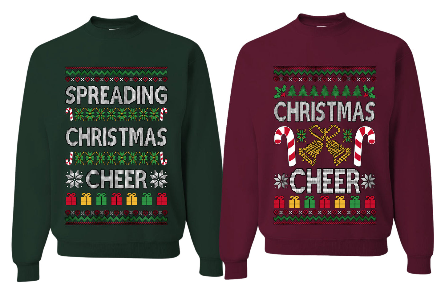 Spreading Christmas Cheer Sweater Girlfriend Boyfriend Gift His and Hers Matching Ugly Christmas Couple Crewneck Sweatshirt
