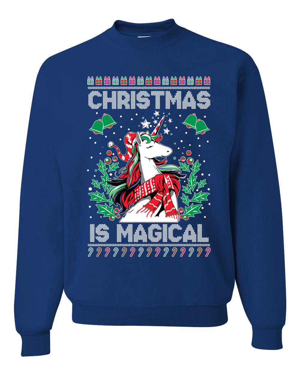 Christmas Is Magical Unicorn Christmas Unisex Crewneck Graphic Sweatshirt