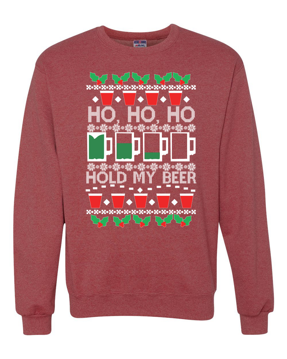 Ho Ho Ho Hold My Beer Funny Beer Drinking Xmas Christmas Unisex Crewneck Graphic Sweatshirt