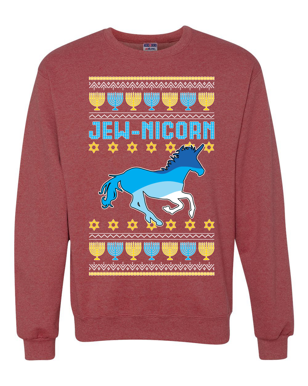 Jewnicorn Jewish Unicorn Funny Hanukkah Hanukkah Unisex Crewneck Graphic Sweatshirt