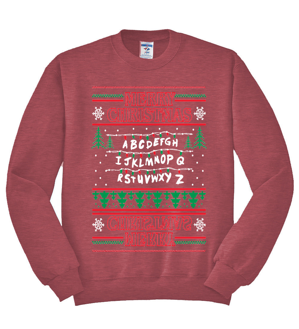 Merry Christmas Holiday Alphabet Christmas Unisex Crewneck Graphic Sweatshirt