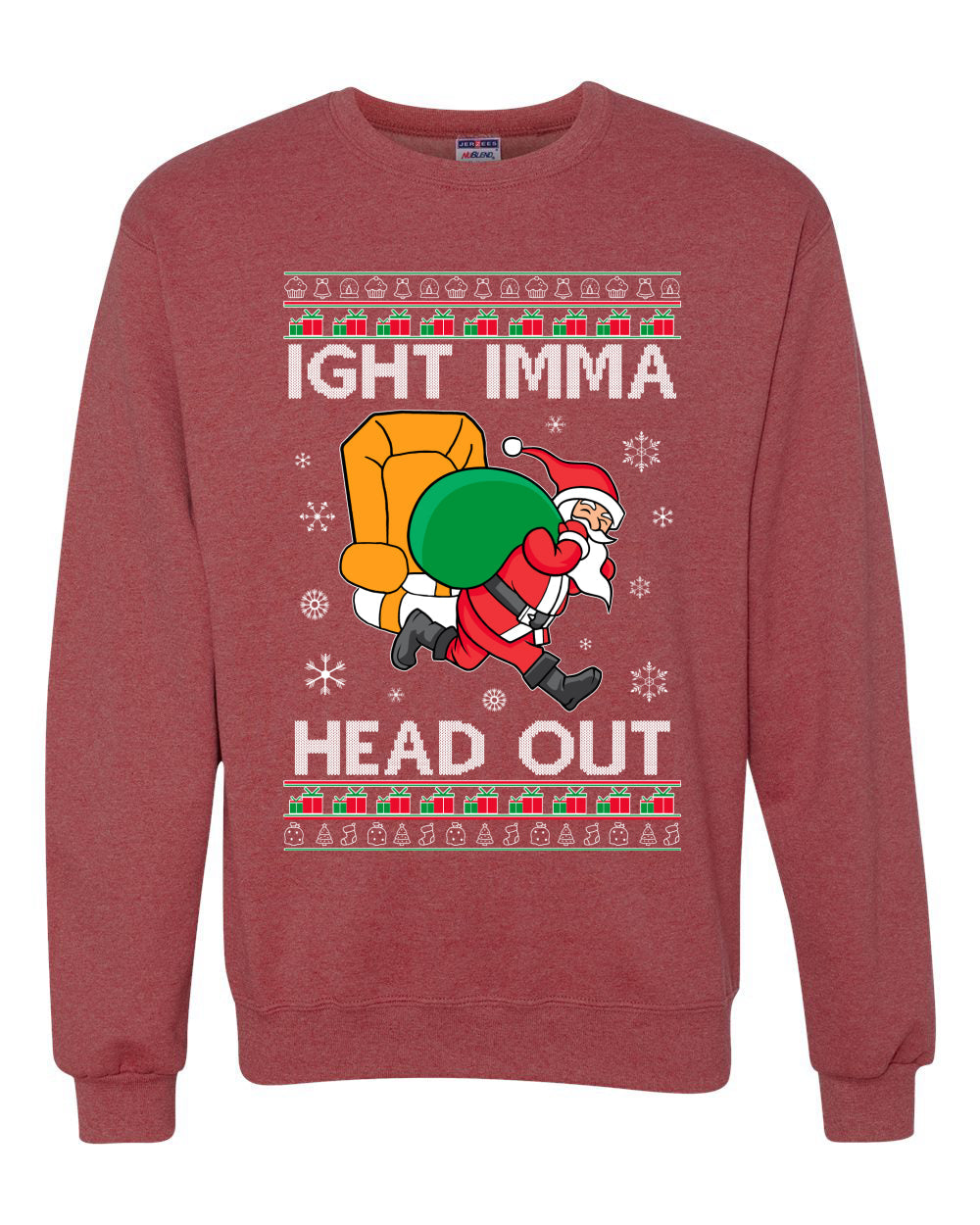 Ight Imma Head Out Funny Santa Xmas Meme Christmas Unisex Crewneck Graphic Sweatshirt