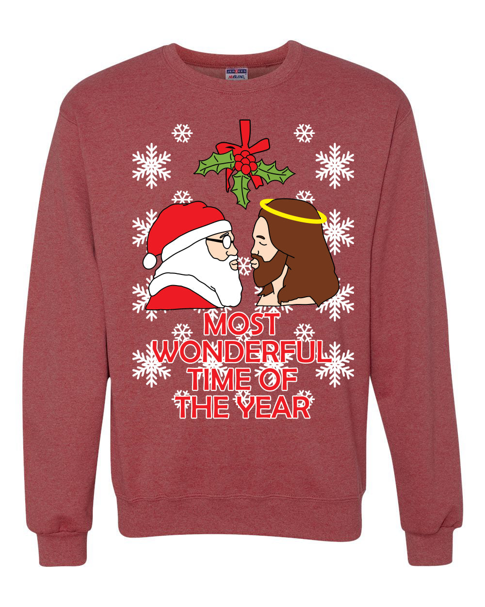 Most Wonderful Time of The Year Santa Jesus Unisex Crewneck Graphic Sweatshirt