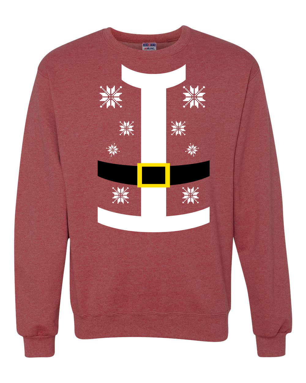 Santa Suit with Belt Snowflakes Christmas Unisex Crewneck Graphic Sweatshirt