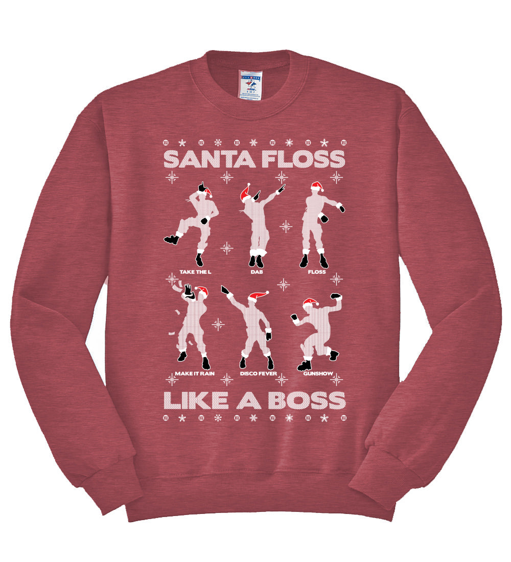 Santa Floss Like a Boss Dance Moves Christmas Unisex Crewneck Graphic Sweatshirt