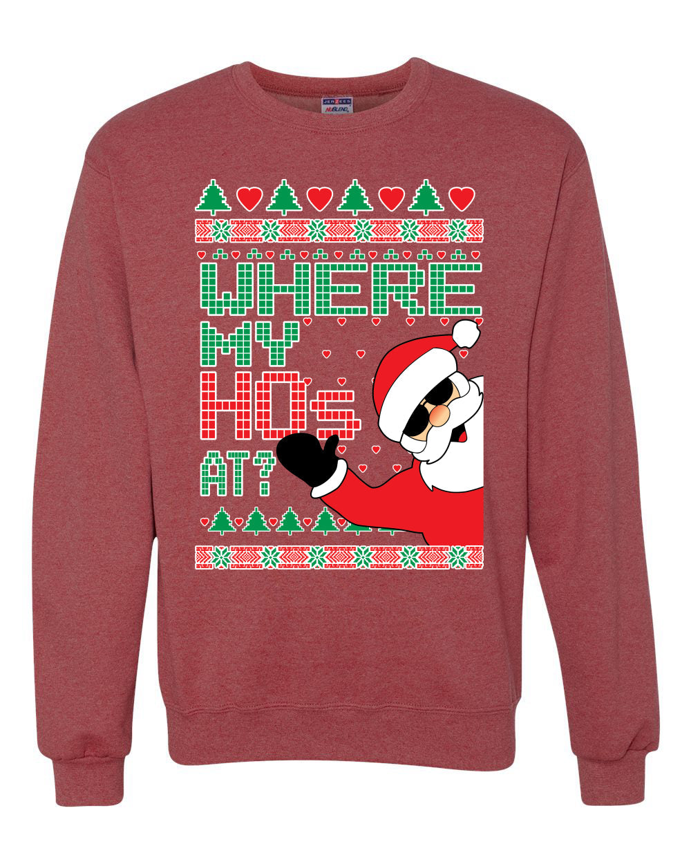 Santa Where My Hos At? Christmas Unisex Crewneck Graphic Sweatshirt
