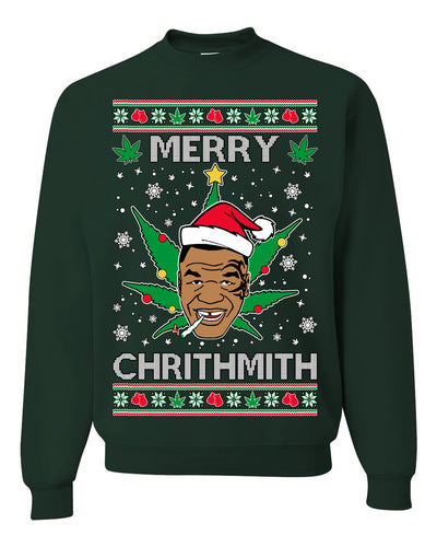 Merry Chrithmith Weed Pot Leaf Join Stoner Ugly Christmas Sweater Unisex Crewneck Sweatshirt