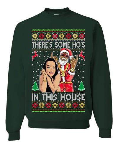 Santa the Plug Hos In This House Ugly Christmas Sweater Unisex Crewneck Sweatshirt