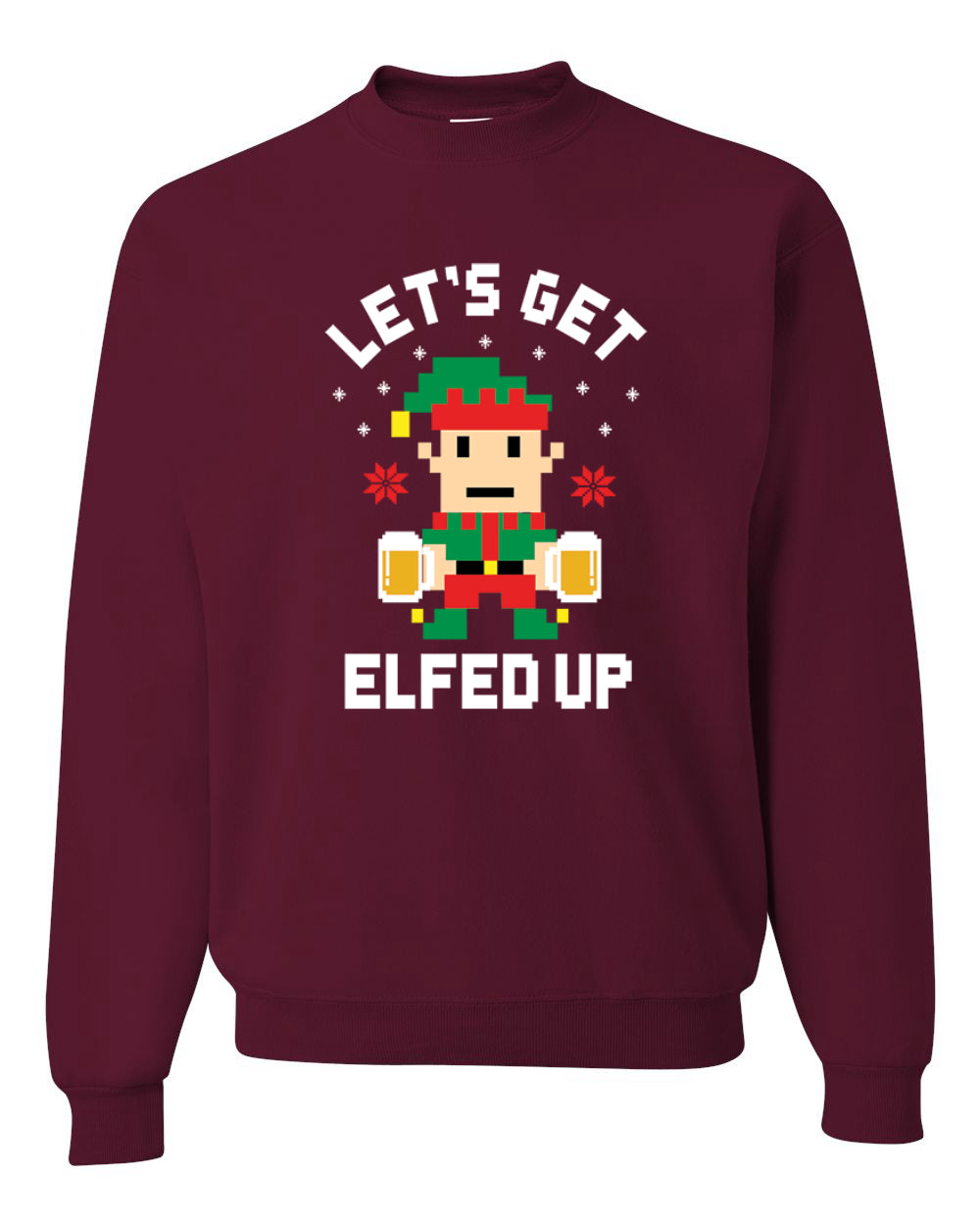 Pixelated Elf Merry Christmas Unisex Crewneck Graphic Sweatshirt