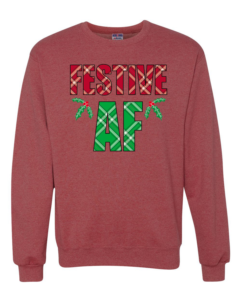 Festive AF Merry Christmas Unisex Crewneck Graphic Sweatshirt