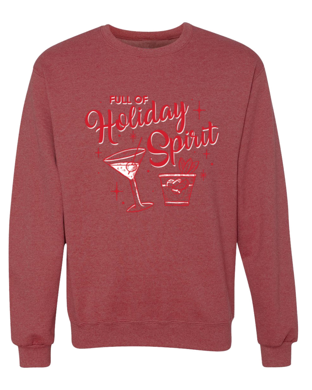 Full of Holiday Spirit, Martini Drink Holiday Design Unisex Christmas Sweater, Crewneck Sweatshirts
