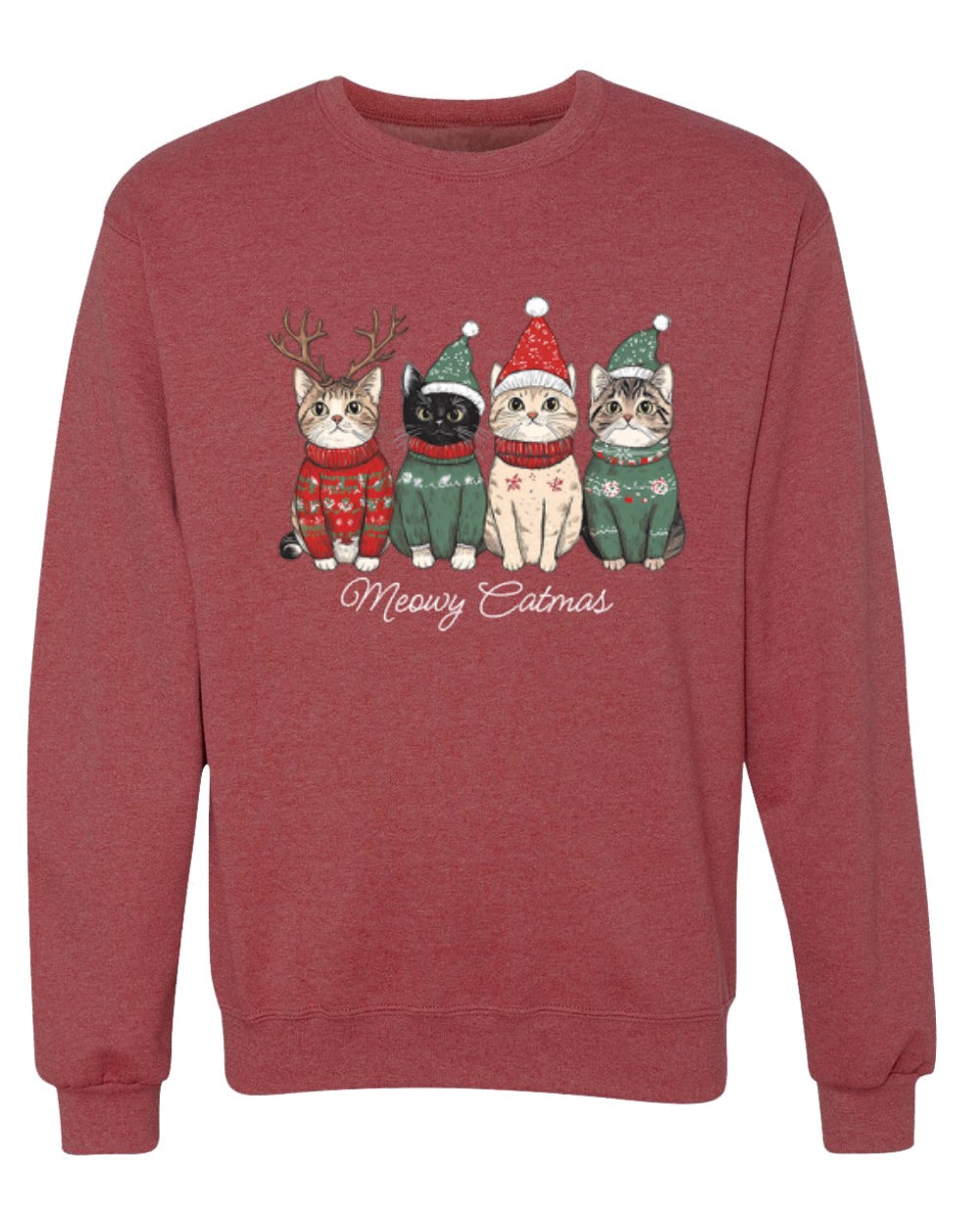 Meowy Catmas, Christmas Cat Lover Design, Unisex Christmas Sweater, Crewneck Sweatshirts