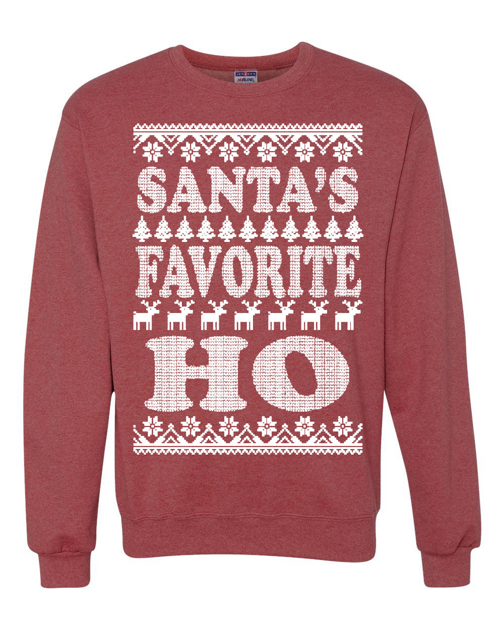 Santa's Favorite Ho White Ugly Christmas Sweater Unisex Crewneck Sweatshirt