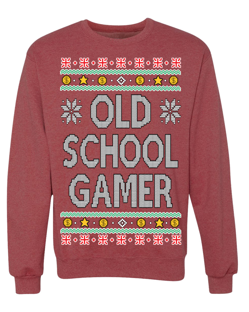 Classic Old School Gamer Video Game Fan Funny Ugly Christmas Sweater Crewneck Sweatshirt