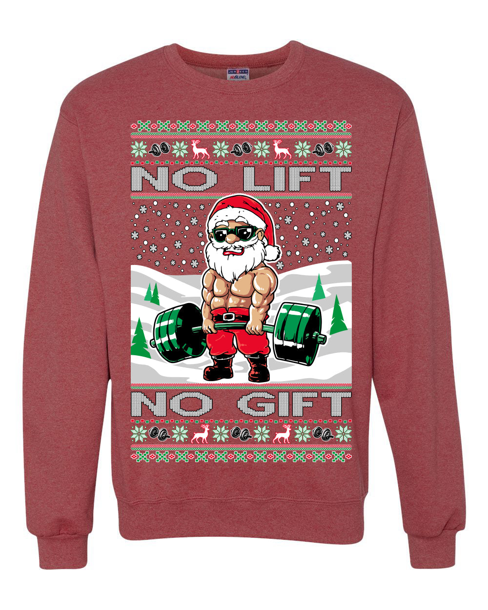 No Lift No Gift Fitness Workout Santa Ugly Christmas Sweater Unisex Crewneck Sweatshirt