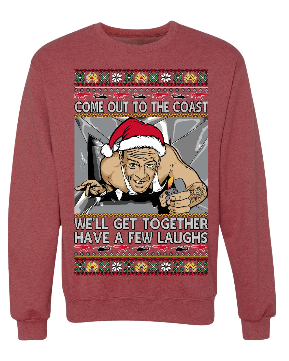 Come Out to the Coast Have a Few Laughs Die Hard McClane Ugly Christmas Sweater