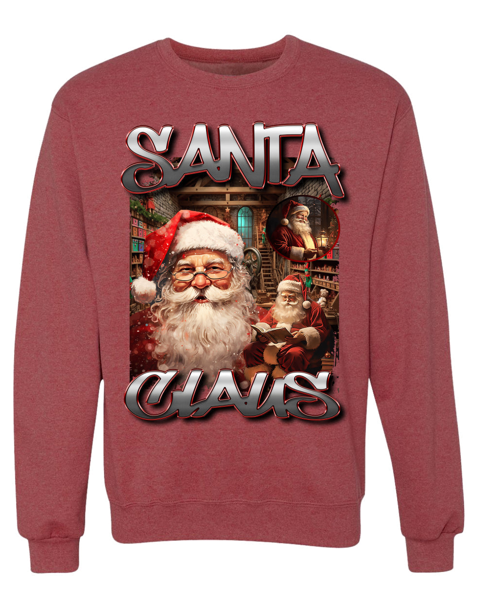 Santa Claus Bootleg Rap Music Style Ugly Christmas Sweater Crewneck Sweatshirt