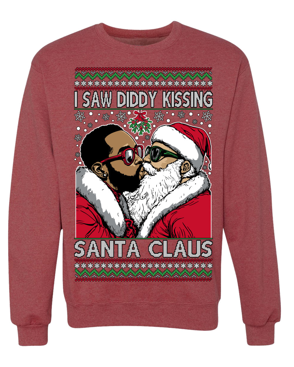 I Saw Diddy Kissing Santa Claus Funny Viral Music Meme Ugly Christmas Sweater