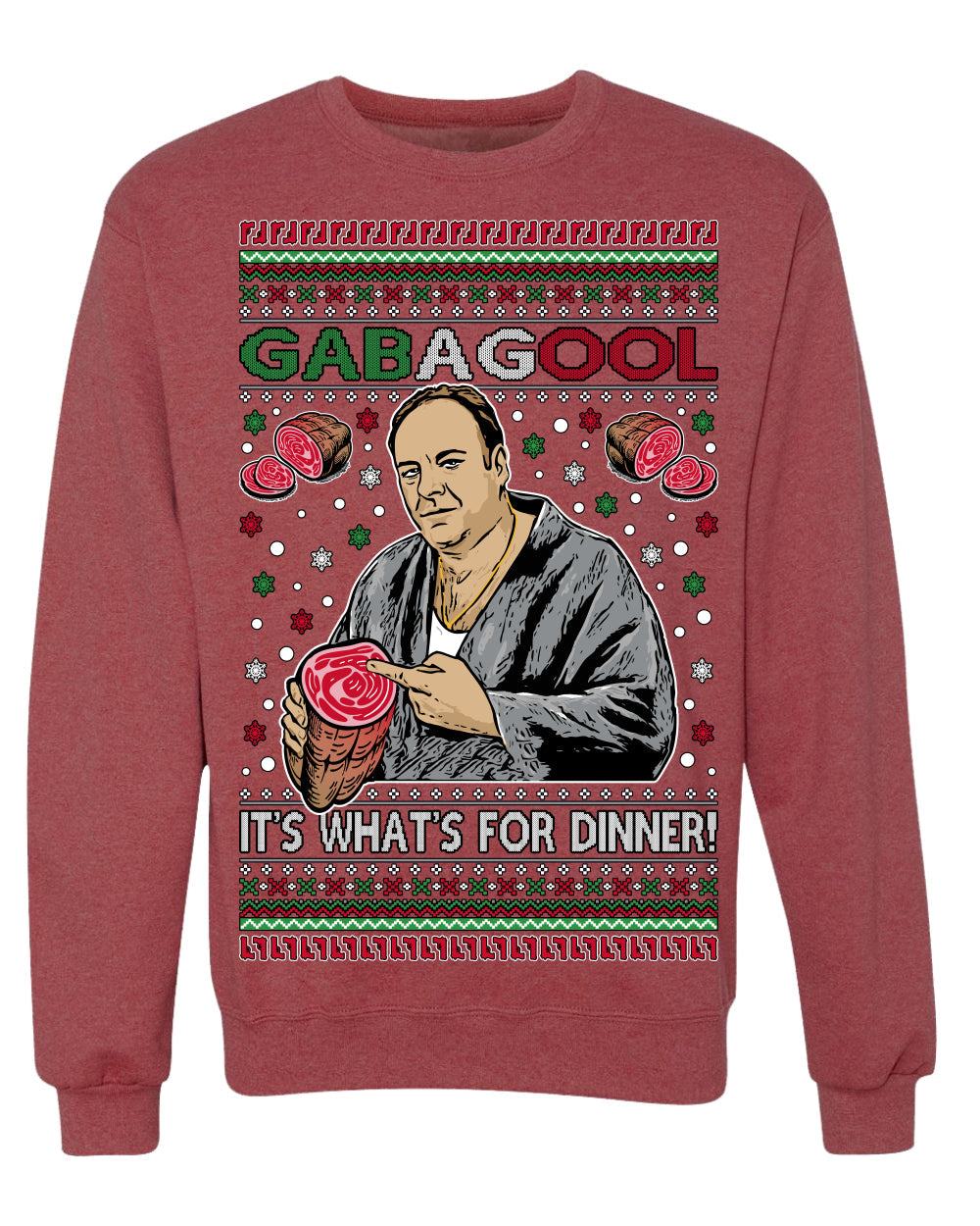 Gabagool It's What's for Dinner, Funny Tony Italian NJ New Jersey Mafia, Classic TV Show Ugly Christmas Sweater Crewneck Sweatshirt