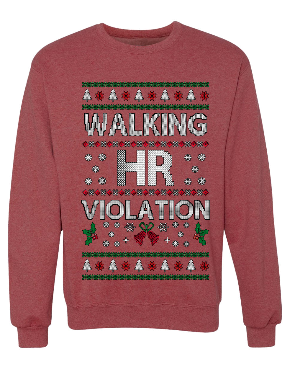 Walking HR Violation, Funny Office Humor Christmas Unisex Sweater, Ugly Christmas Crewneck Sweatshirts