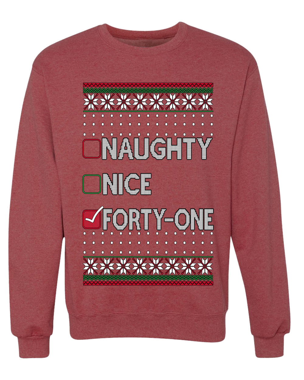 Naughty Nice 41, Simple List, Ugly Christmas Unisex Sweater, Funny Meme, Crewneck Sweatshirts