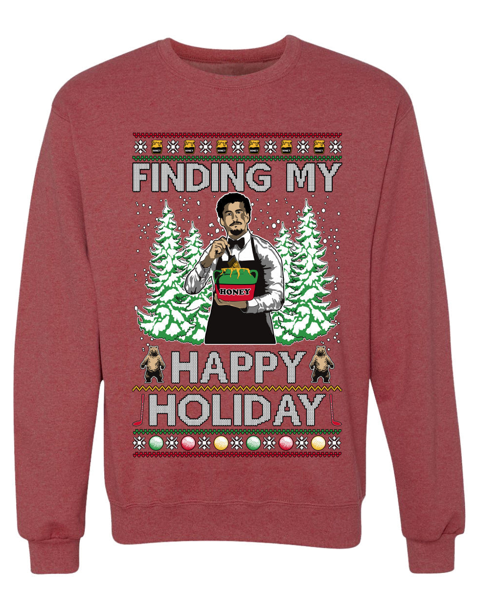 Finding My Happy Holiday, Unisex Ugly Christmas Sweater, Crewneck Sweatshirts