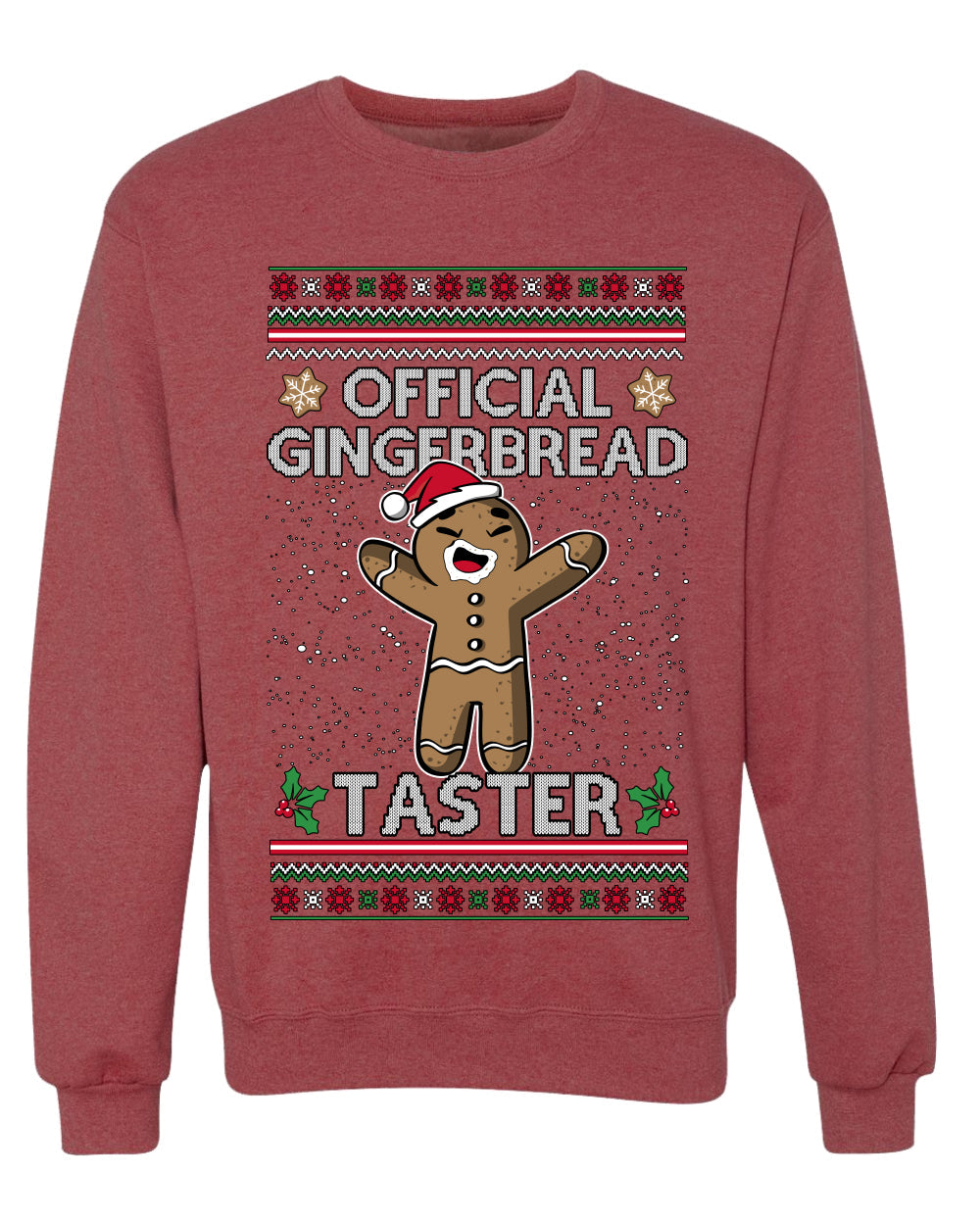 Official Gingerbread Taster, Unisex Ugly Christmas Crewneck Sweatshirts