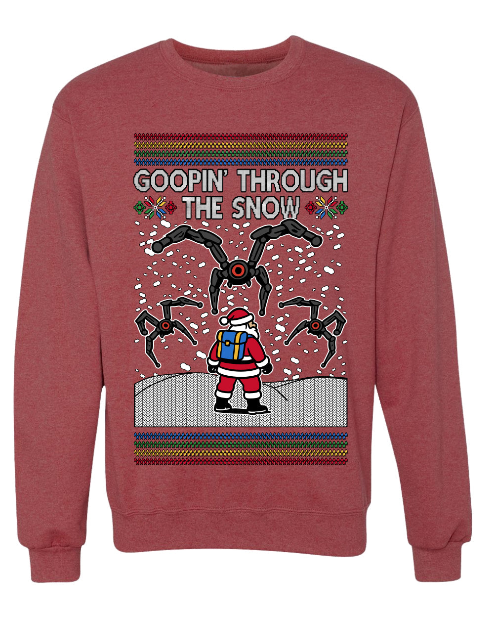 Goopin' Through The Snow Gamer Santa, Unisex Ugly Christmas Sweater Crewneck Sweatshirts