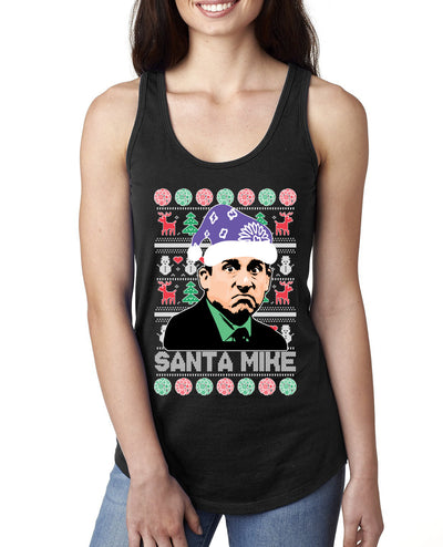 Santa Mike Michael Scott The Office Ugly Christmas Sweater Ladies Racerback Tank Top