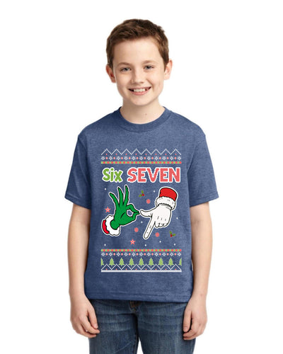 6 7 Christmas Hands Ugly Christmas Sweater For Kids | Unisex Boys Girls Graphic Youth T-Shirt