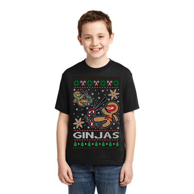 Ginjas Gingerbread Ninjas Christmas Unisex Boys Girls Graphic Youth T-Shirt